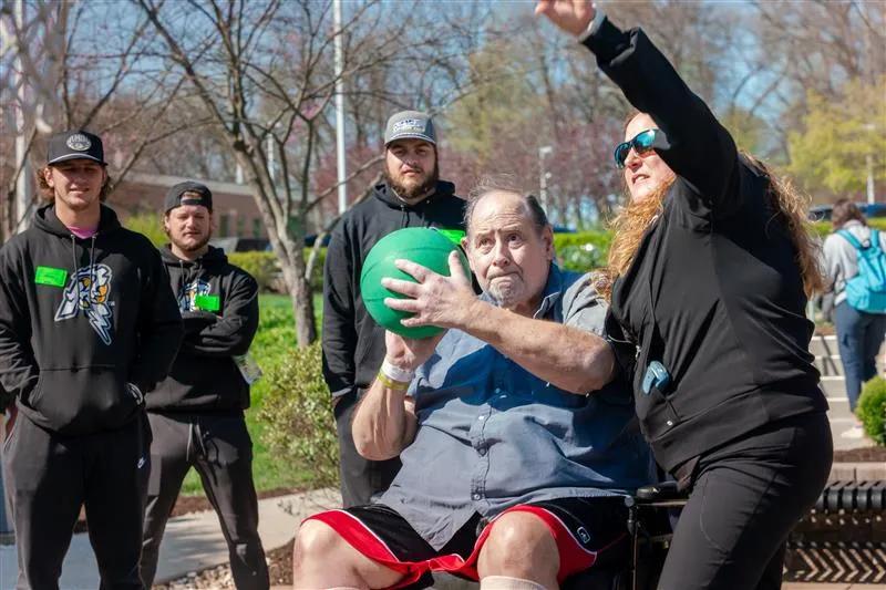 As the baseball season approaches, the York Revolution baseball team brought their energy off the field and into WellSpan Surgery & Rehabilitation Hospital. Players, alongside mascot Downtown and team dog Rosie, spent time with patients and team members, joining in therapeutic activities that support recovery and highlight the power of movement, motivation and connection.