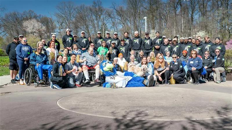 As the baseball season approaches, the York Revolution baseball team brought their energy off the field and into WellSpan Surgery & Rehabilitation Hospital. Players, alongside mascot Downtown and team dog Rosie, spent time with patients and team members, joining in therapeutic activities that support recovery and highlight the power of movement, motivation and connection.