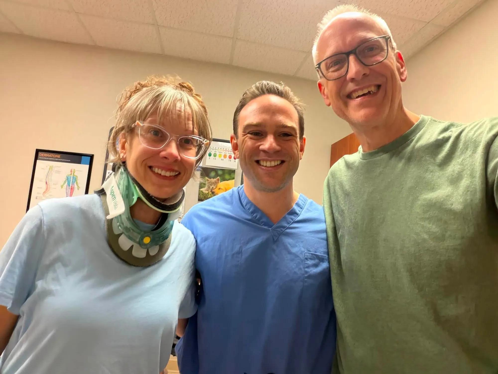 Patient Sarah Altland, her husband Shad, and Dr. Caffes -- story going live soon